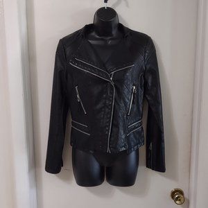 Top Leather Size L (runs small) Leather Blend Moto Jacket LN